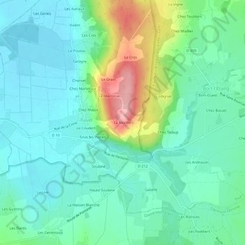 La Morilleの地形図、標高、地勢