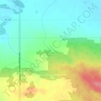 Brandon Hillsの地形図、標高、地勢