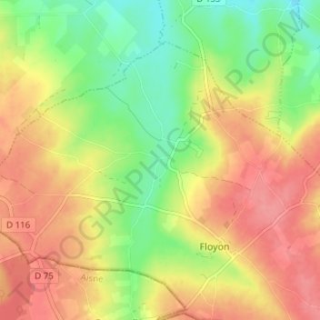 Chevireuilの地形図、標高、地勢
