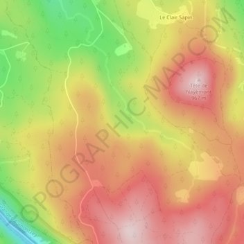 Le Cerceneuxの地形図、標高、地勢