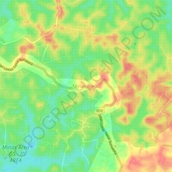 Minas Baratの地形図、標高、地勢