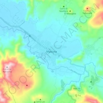 Mascotaの地形図、標高、地勢