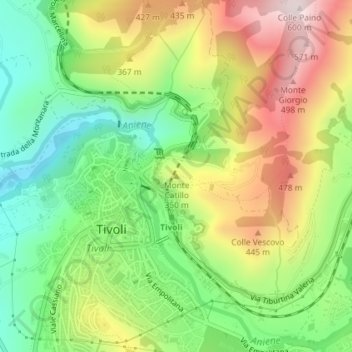 Monte Catilloの地形図、標高、地勢