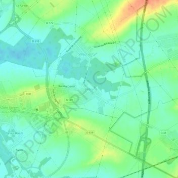 Belleyの地形図、標高、地勢