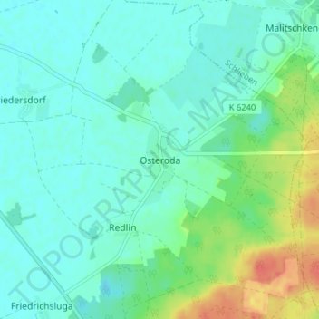 Osterodaの地形図、標高、地勢