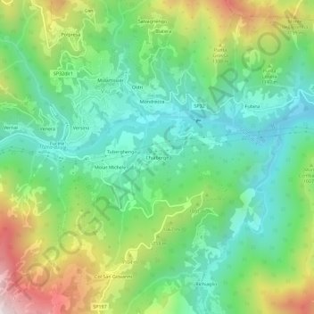 Chiabergeの地形図、標高、地勢