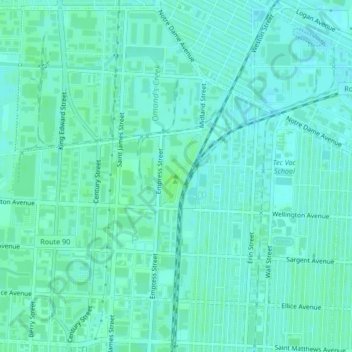 Garbage Hillの地形図、標高、地勢