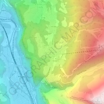 Les Carrozの地形図、標高、地勢