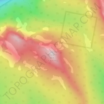 Ragged Jackの地形図、標高、地勢
