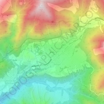 Brattoの地形図、標高、地勢