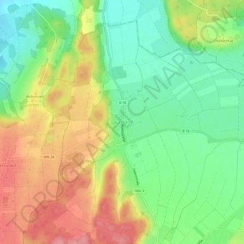 Lauchdorfの地形図、標高、地勢