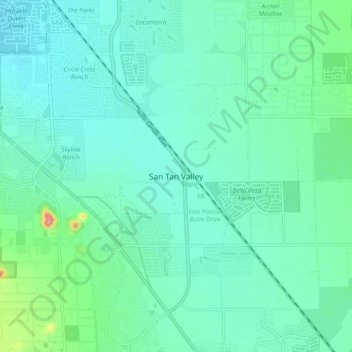 San Tan Valleyの地形図、標高、地勢