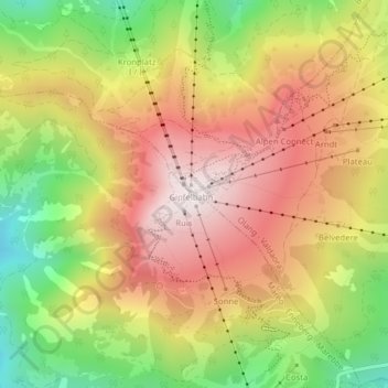 Kronplatzの地形図、標高、地勢
