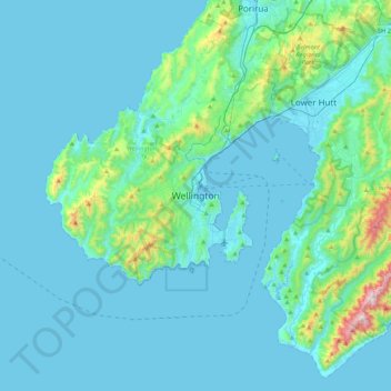 ウェリントンの地形図、標高、地勢