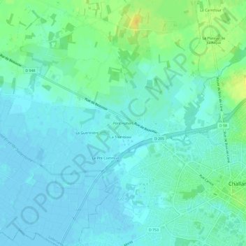 Pont Habertの地形図、標高、地勢