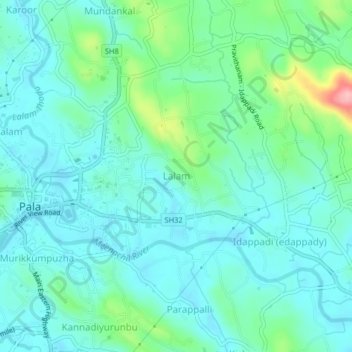 Lalamの地形図、標高、地勢