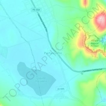 Pachascuchoの地形図、標高、地勢