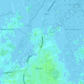 Peizerwoldの地形図、標高、地勢