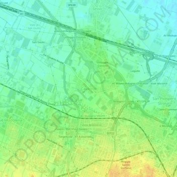 Cavazzoliの地形図、標高、地勢