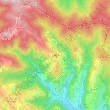 Hackbichlの地形図、標高、地勢