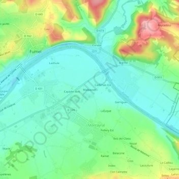 Malpassetの地形図、標高、地勢