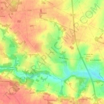 Muzonの地形図、標高、地勢