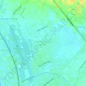 Dadok Tunggul Hitamの地形図、標高、地勢