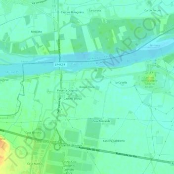 Bosco Toscaの地形図、標高、地勢