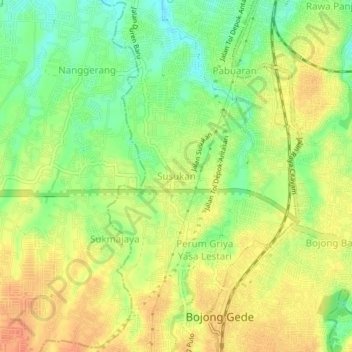 Susukanの地形図、標高、地勢