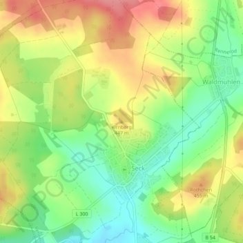 Kirnbergの地形図、標高、地勢