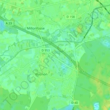 Les Busettesの地形図、標高、地勢