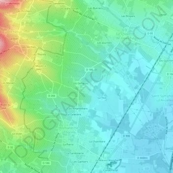 Les Fargetsの地形図、標高、地勢