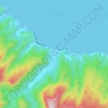 Onoheaの地形図、標高、地勢
