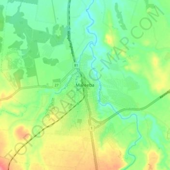 Mareebaの地形図、標高、地勢