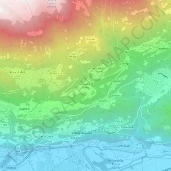 Roncaglia di Sottoの地形図、標高、地勢