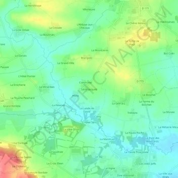 Saint-Jacquesの地形図、標高、地勢