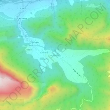 Les Escoffiersの地形図、標高、地勢