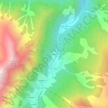 Cugnoの地形図、標高、地勢