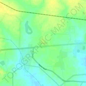 Pendriの地形図、標高、地勢