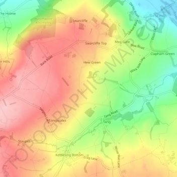 High Birstwithの地形図、標高、地勢