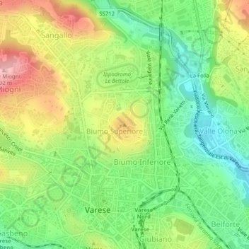 Colle di Biumoの地形図、標高、地勢