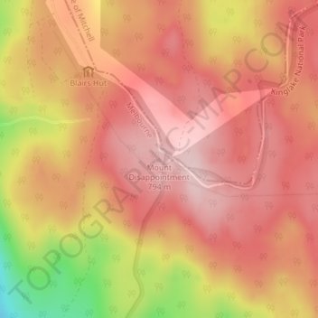 Mount Disappointmentの地形図、標高、地勢