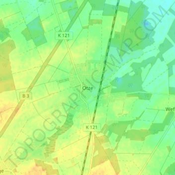 Otzeの地形図、標高、地勢