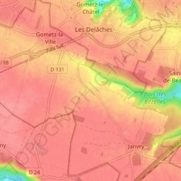 La Brosseの地形図、標高、地勢