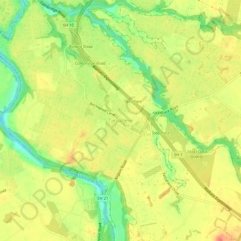 Tamahereの地形図、標高、地勢