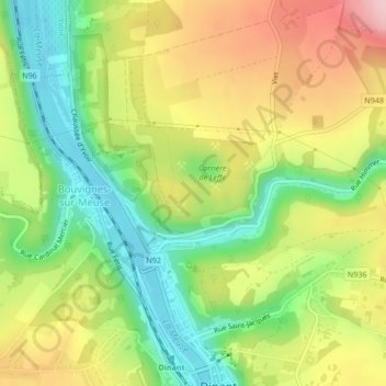 Montorgueilの地形図、標高、地勢