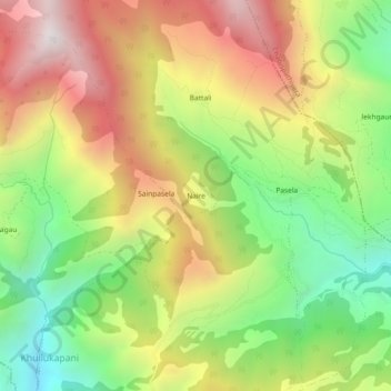 Naireの地形図、標高、地勢
