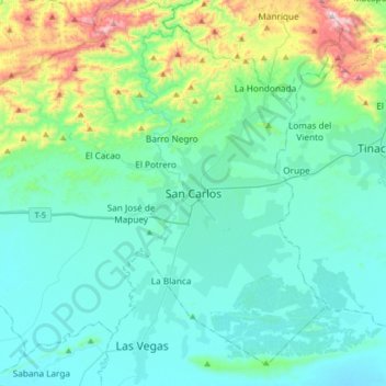 San Carlosの地形図、標高、地勢