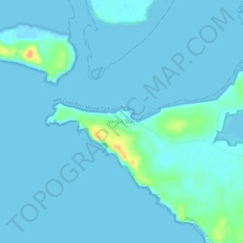 Venus Bayの地形図、標高、地勢