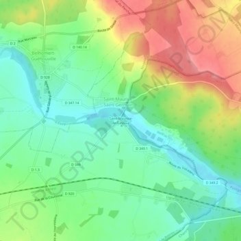 Saint-Maurice-de-Gasloupの地形図、標高、地勢